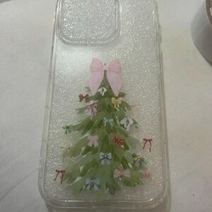 Festive Tree Phone Case with Pink and Green Bows
